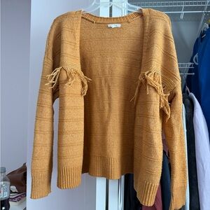 Maurices Mustard Fringe Cardigan